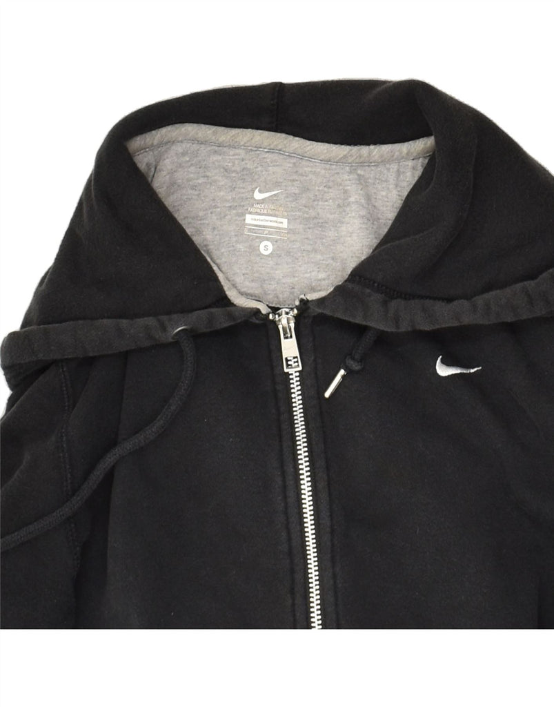 NIKE Womens Zip Hoodie Sweater UK 10 Small Black Cotton | Vintage Nike | Thrift | Second-Hand Nike | Used Clothing | Messina Hembry 