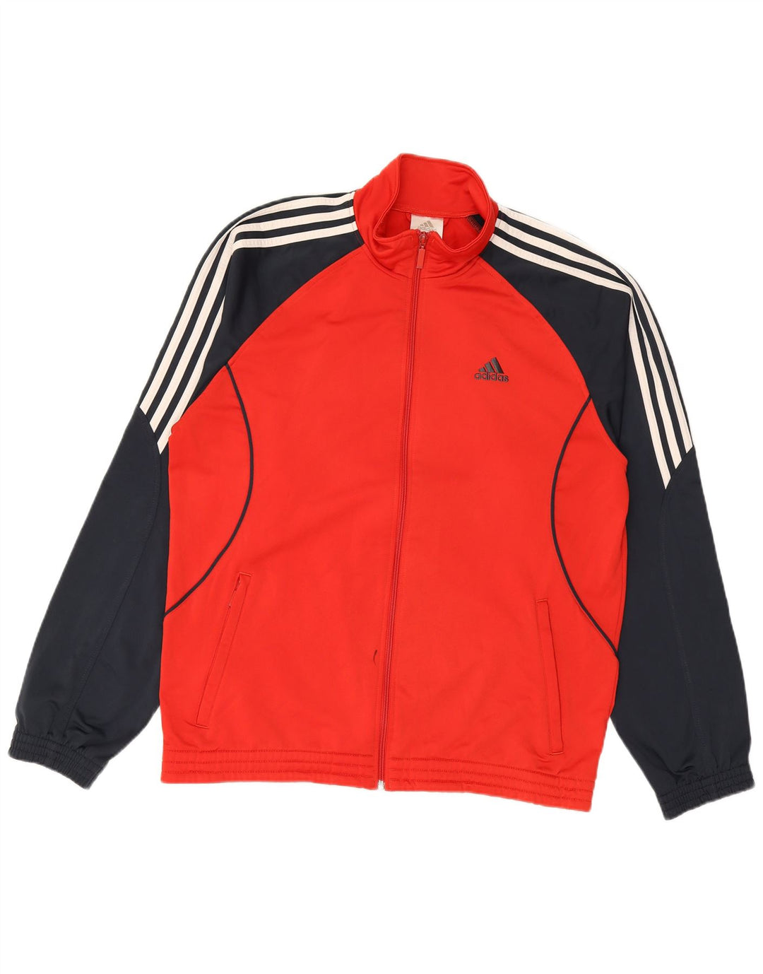 Adidas Mens Tracksuit Top Jacket UK 42/44 Large Red Colourblock Polyester