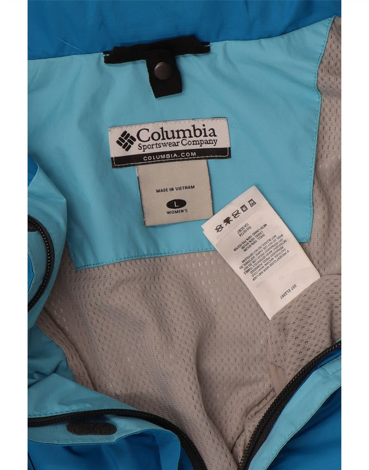 COLUMBIA Womens Omni-Tech Rain Jacket UK 16 Large Blue Colourblock Nylon