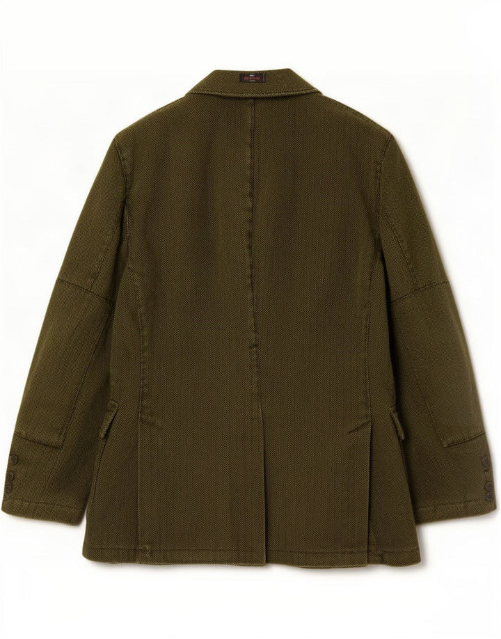 Etro Mens 3 Button Blazer Jacket IT 48 Medium Green Herringbone