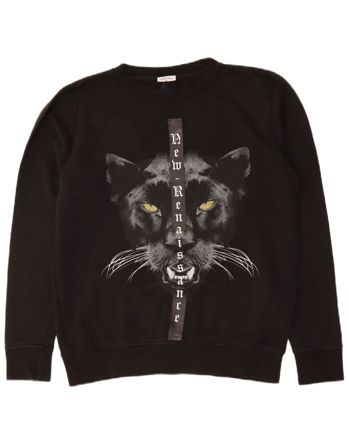 Marcelo Burlon Mens Graphic Sweatshirt Jumper Small Black Cotton