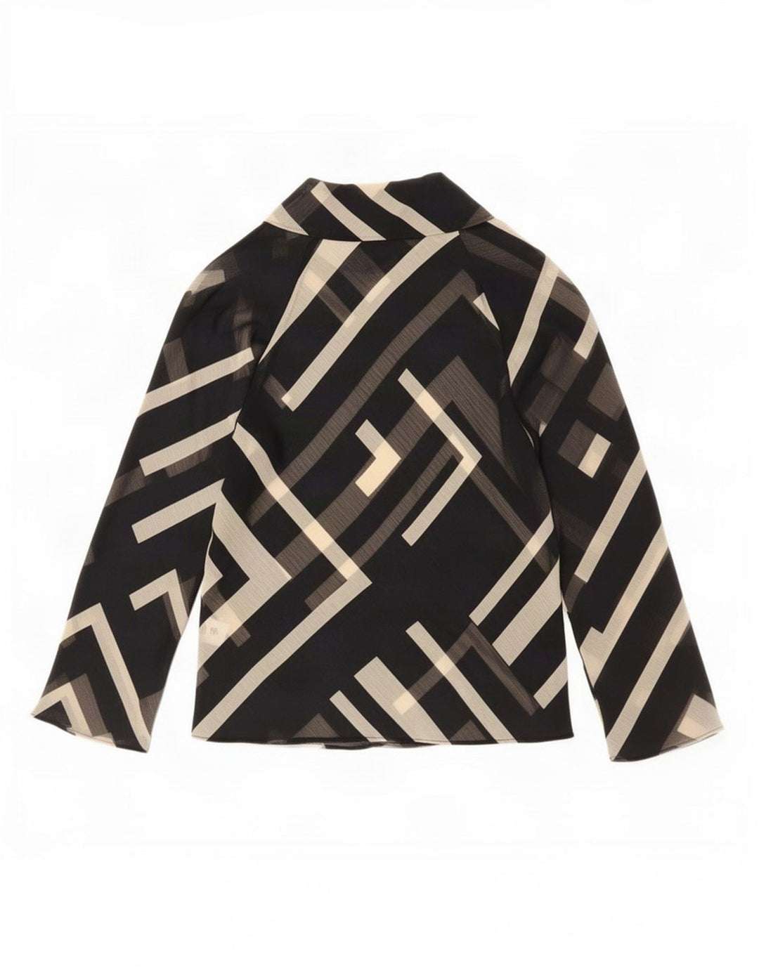 Zara Womens Blouse Top UK 10 Small Black Geometric Polyester