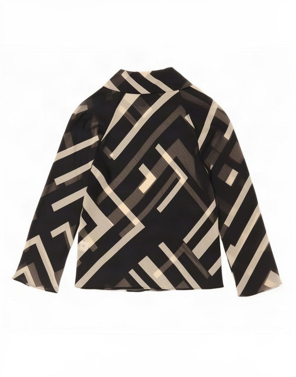 Zara Womens Blouse Top UK 10 Small Black Geometric Polyester