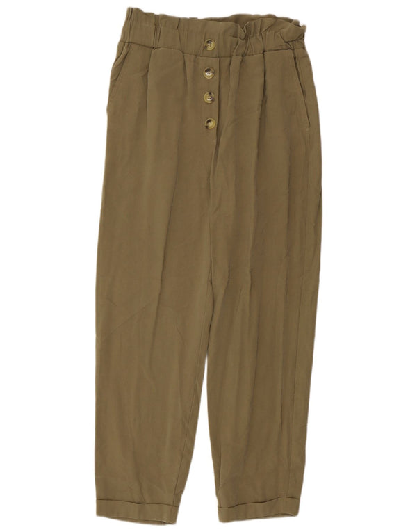 Zara Womens Pegged Casual Trousers Small W26 L25 Khaki Viscose