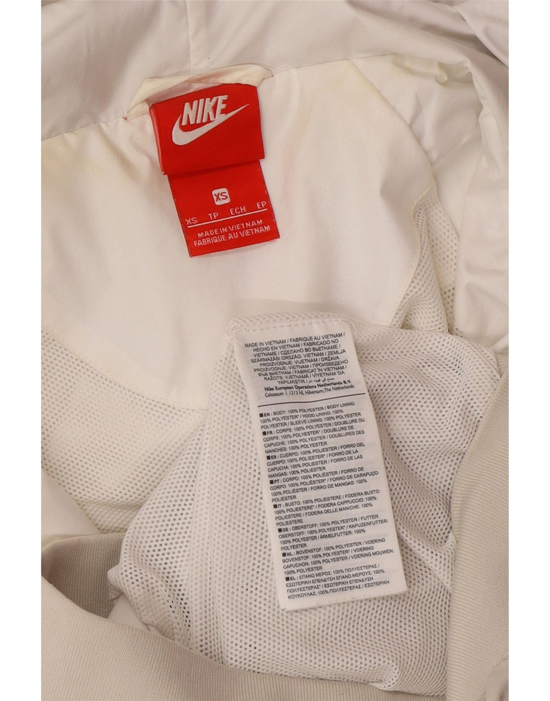 Nike Womens Hooded Tracksuit Top Jacket UK 6 XS White Colourblock Polyester
