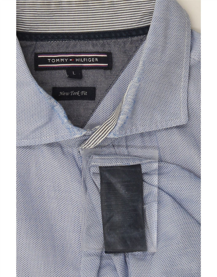 TOMMY HILFIGER Mens New York Fit Shirt Large Blue Cotton