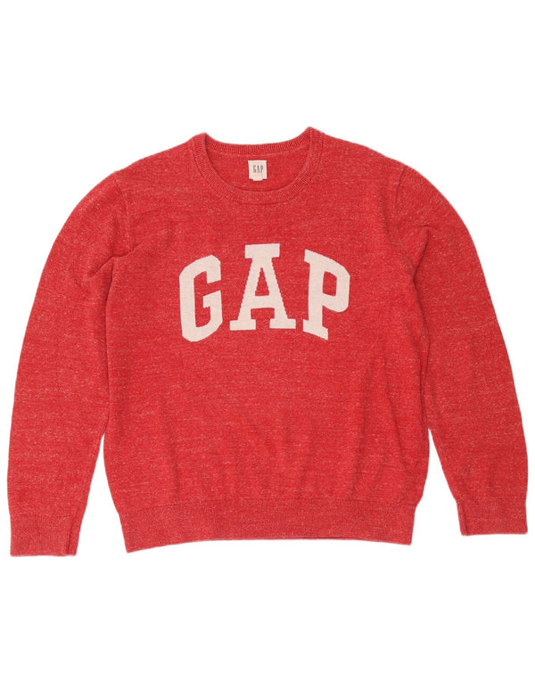 Gap Womens Graphic Crew Neck Jumper Sweater UK 16 Large Red Cotton