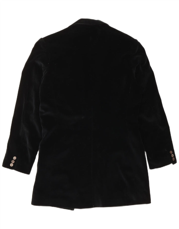 Vintage Womens Velvet Double Breasted Coat UK 14 Medium Black
