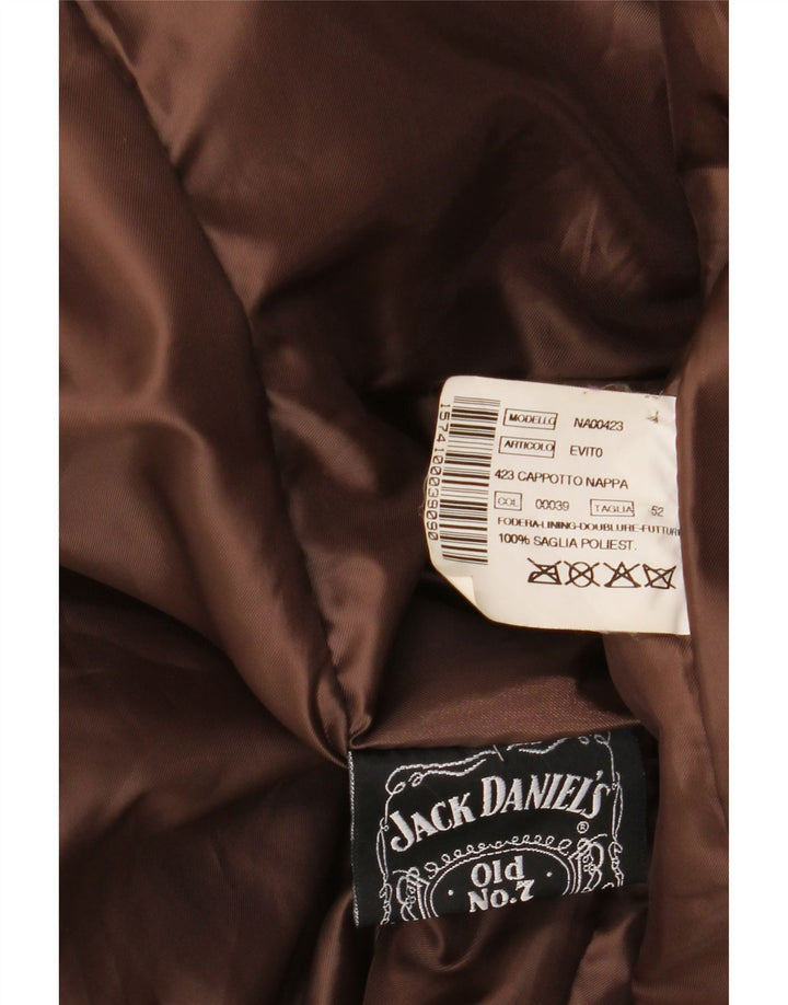 Jack Daniels Mens Leather Coat IT 52 XL Brown Leather