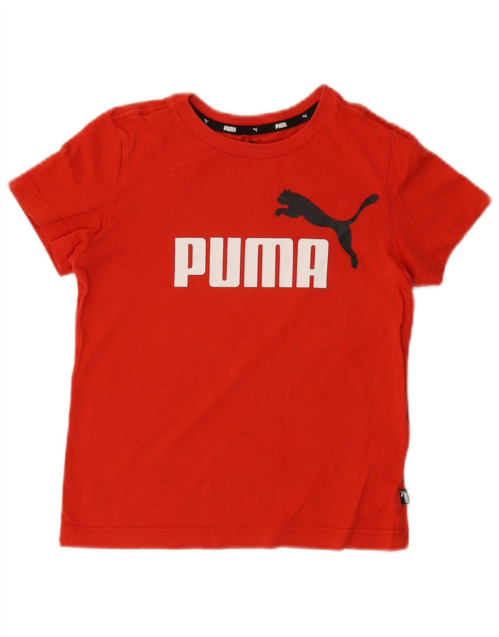PUMA Boys Graphic T-Shirt Top 9-10 Years Red Cotton