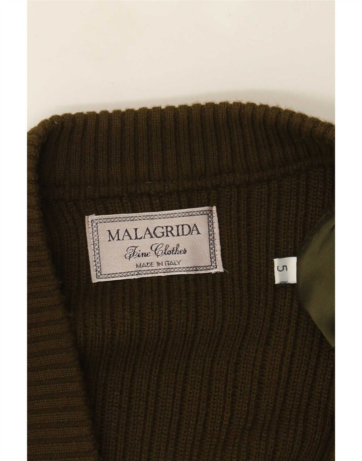 Malagrida Mens Suede Cardigan Sweater XL Green