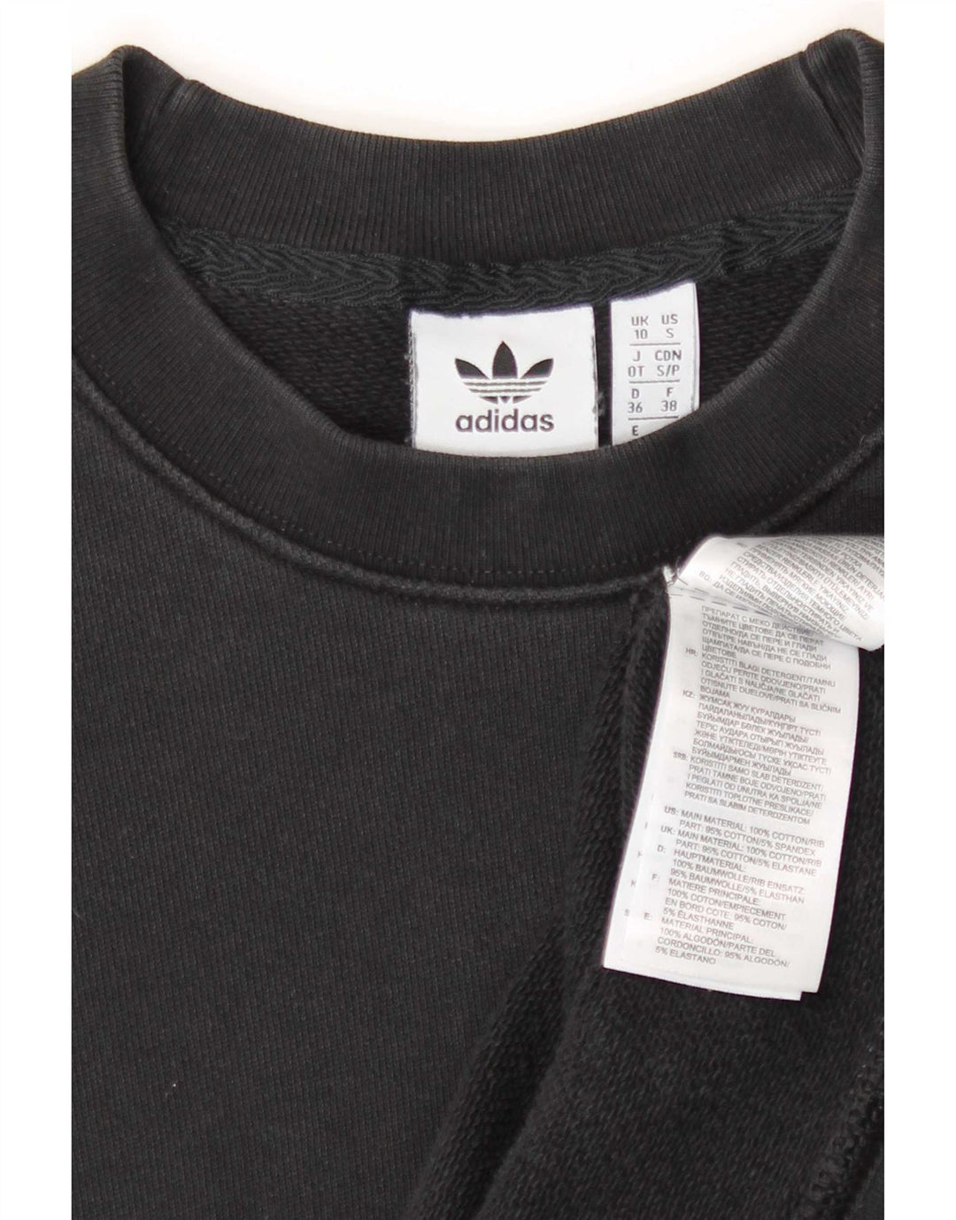 Adidas Womens Graphic Oversized Sweatshirt Jumper UK 10 Small Black Cotton