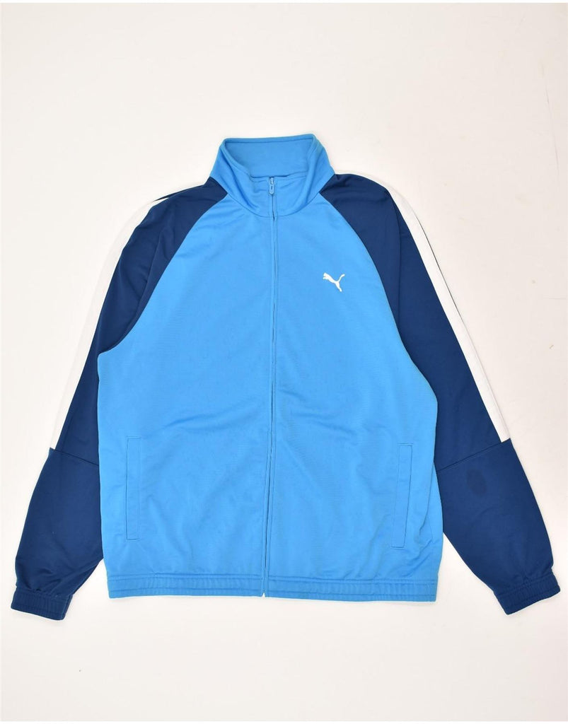 PUMA Mens Tracksuit Top Jacket XL Blue Colourblock Polyester | Vintage Puma | Thrift | Second-Hand Puma | Used Clothing | Messina Hembry 