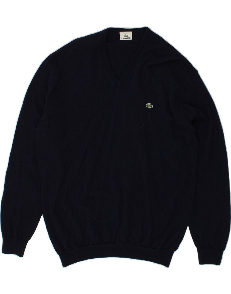 LACOSTE Mens V-Neck Jumper Sweater Size 6 XL Navy Blue | Vintage Lacoste | Thrift | Second-Hand Lacoste | Used Clothing | Messina Hembry 