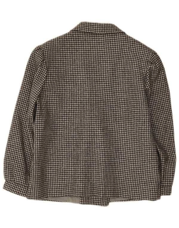 Vintage Womens Double Breasted Blazer Jacket IT 46 Large Black Houndstooth