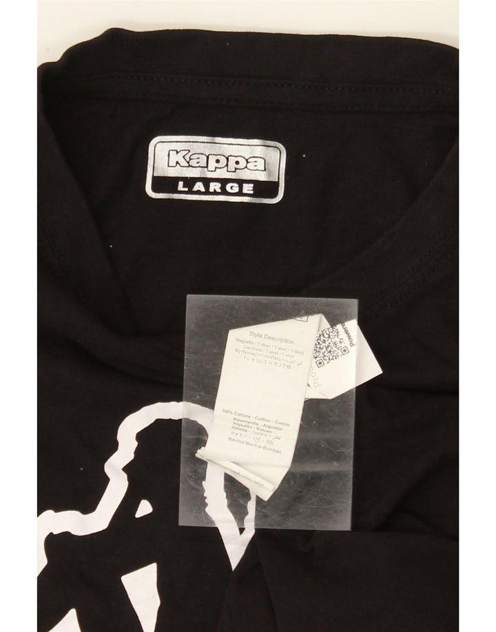 KAPPA Mens Graphic T-Shirt Top Large Black Cotton