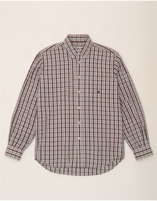 Brooksfield Mens Shirt Size 42 Large Brown Check Cotton