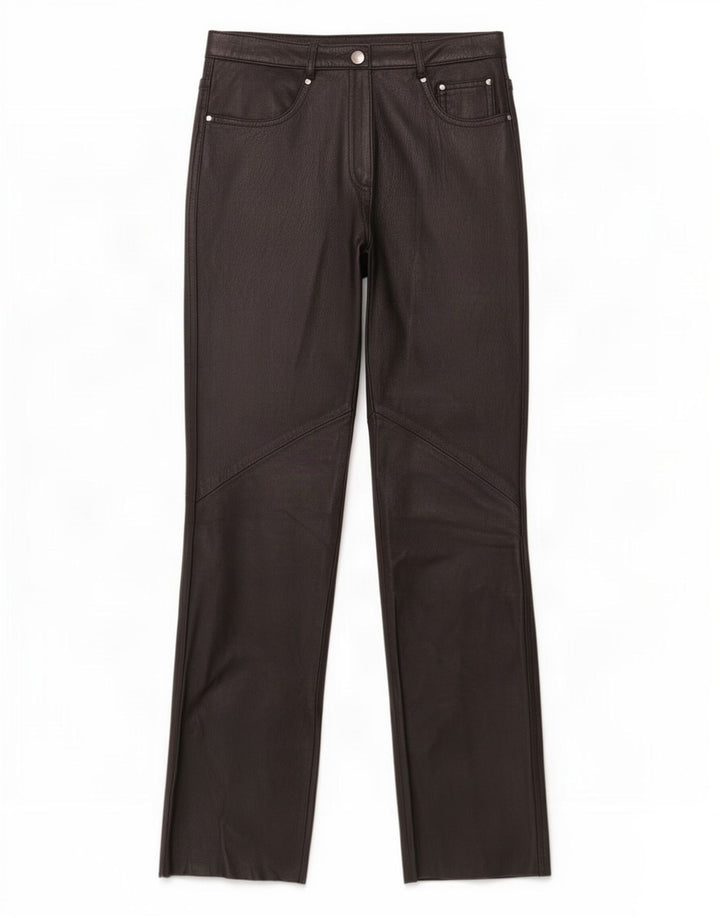 Conbipel Womens Straight Leather Trousers IT 42 Medium W27 L30 Black