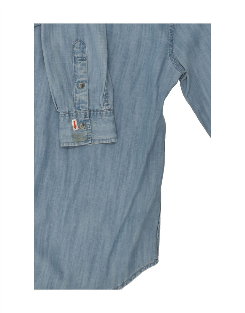 ABERCROMBIE & FITCH Womens Denim Shirt UK 10 Small Blue Lyocell Vintage Abercrombie & Fitch and Second-Hand Abercrombie & Fitch from Messina Hembry 