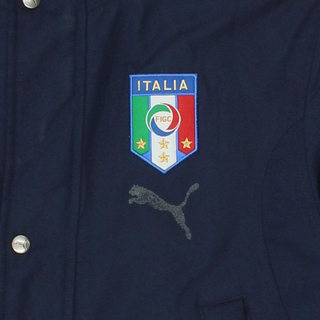 Italy National Team Puma Mens Navy Quilted Bench Coat | Football Sportswear VTG | Vintage Messina Hembry | Thrift | Second-Hand Messina Hembry | Used Clothing | Messina Hembry 