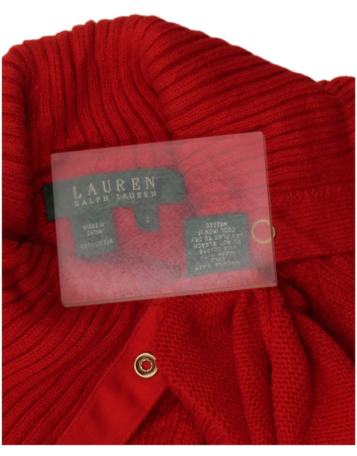 RALPH LAUREN Womens Button Neck Jumper Sweater UK 10 Small Red Cotton