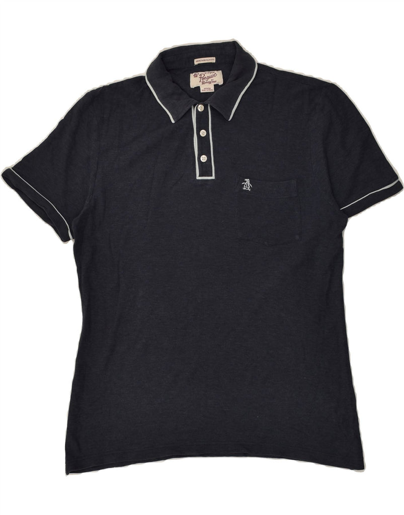 PENGUIN Mens Heritage Slim Fit Polo Shirt Medium Navy Blue | Vintage Penguin | Thrift | Second-Hand Penguin | Used Clothing | Messina Hembry 