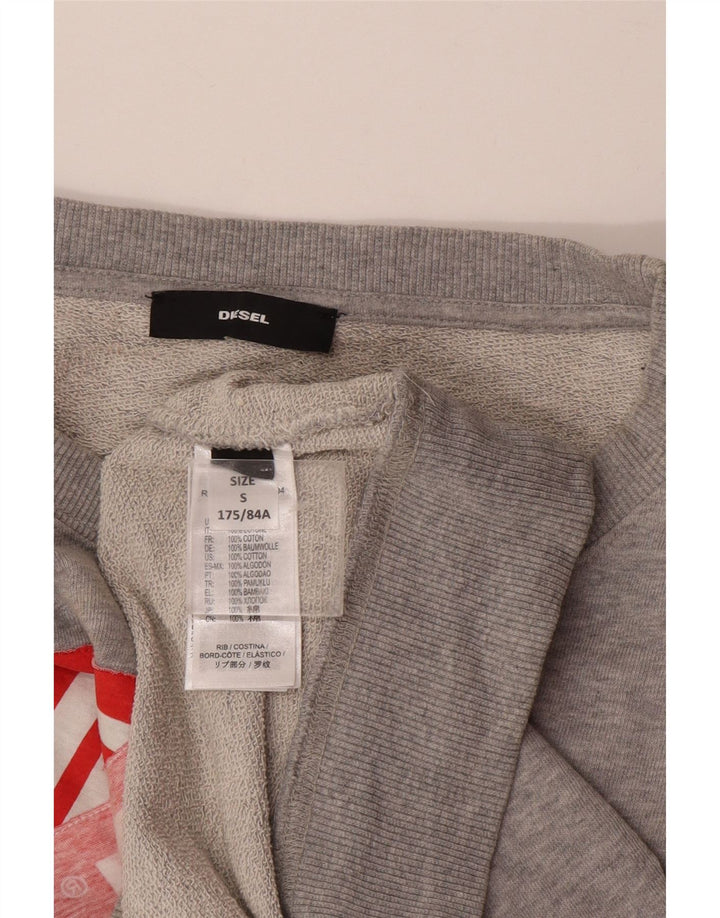 Diesel Mens Graphic Sweatshirt Jumper Small Grey Cotton