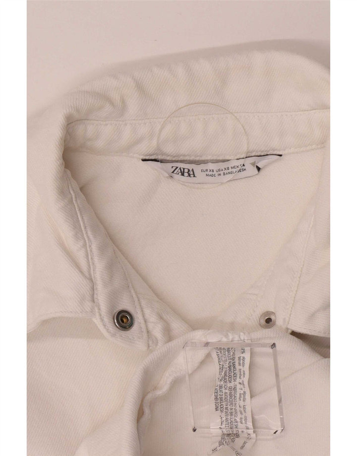 Zara Womens Oversized Denim Shirt UK 6 XS White Cotton