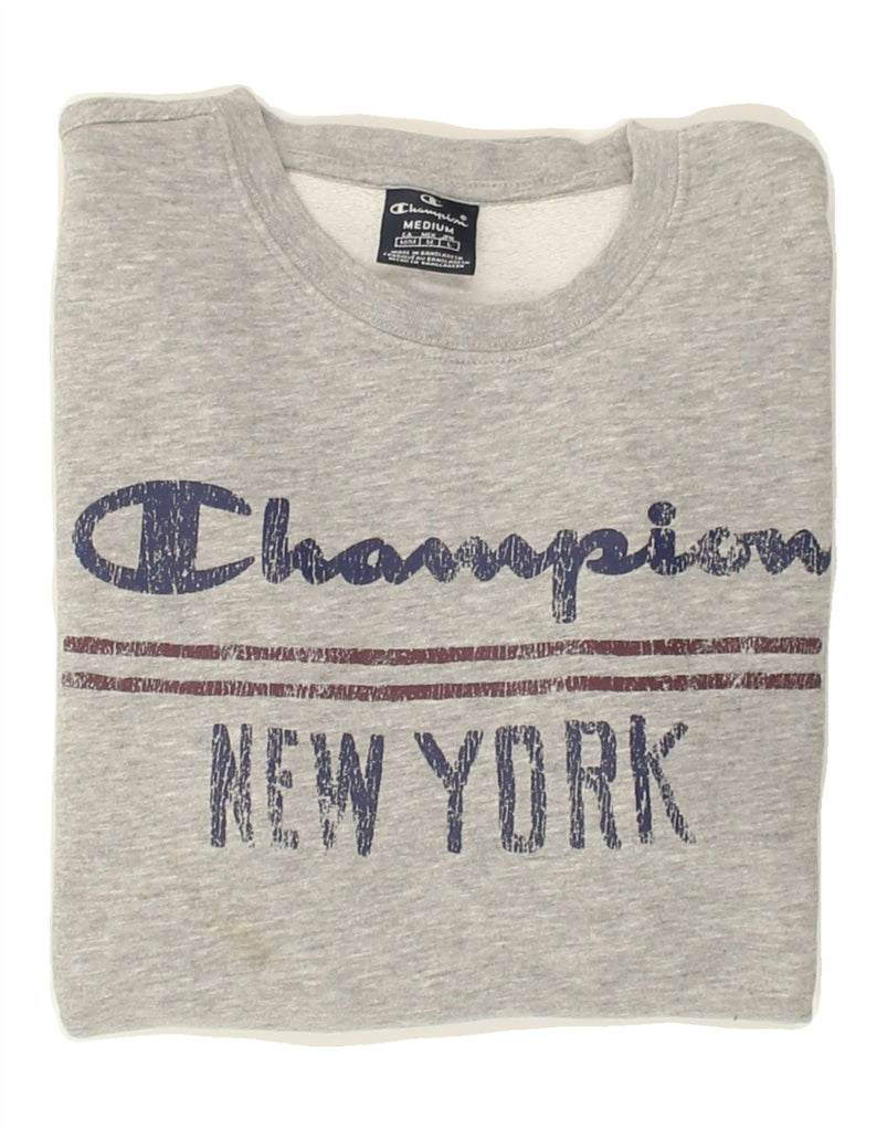 CHAMPION Mens Graphic Sweatshirt Jumper Medium Grey Cotton | Vintage Champion | Thrift | Second-Hand Champion | Used Clothing | Messina Hembry 