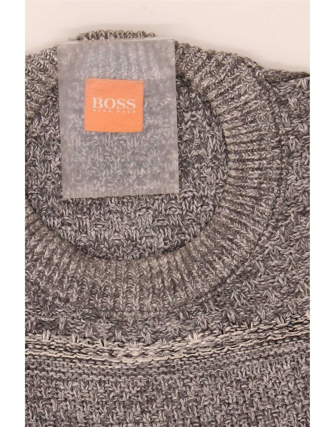 Hugo Boss Mens Crew Neck Jumper Sweater Large Grey Cotton