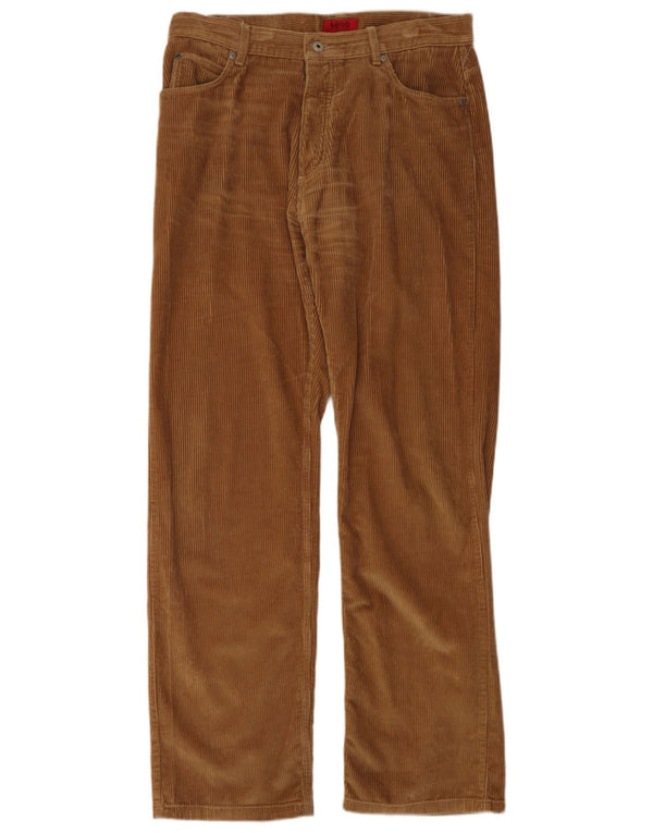 Hugo Boss Mens Straight Corduroy Trousers W34 L34 Brown Cotton