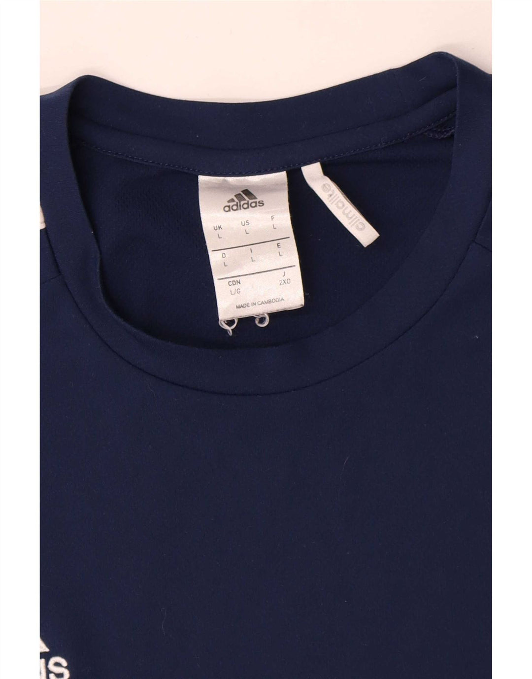 Adidas Mens Climalite T-Shirt Top Large Navy Blue Colourblock Polyester