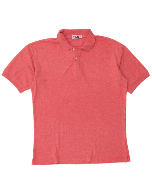 Fila Mens Loose Fit Polo Shirt IT 50 Medium Pink Cotton