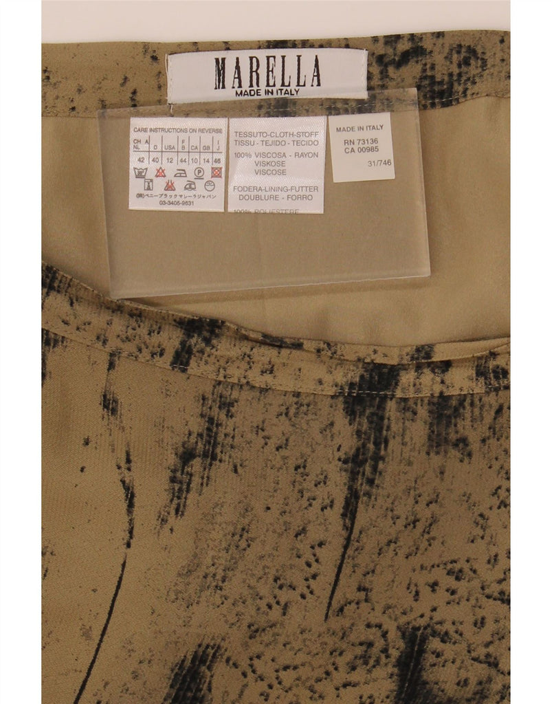 MARELLA Womens Straight Skirt UK 14 Medium W30 Brown Tie Dye Viscose Vintage Marella and Second-Hand Marella from Messina Hembry 