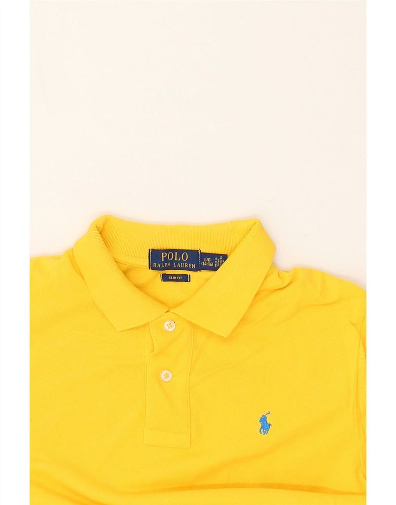 POLO RALPH LAUREN Boys Slim Fit Polo Shirt 14-15 Years Large Yellow Cotton | Vintage Polo Ralph Lauren | Thrift | Second-Hand Polo Ralph Lauren | Used Clothing | Messina Hembry 