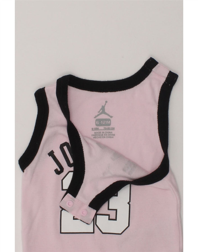 JORDAN Baby Girls Graphic Bodysuit 6-9 Months Pink Cotton | Vintage Jordan | Thrift | Second-Hand Jordan | Used Clothing | Messina Hembry 