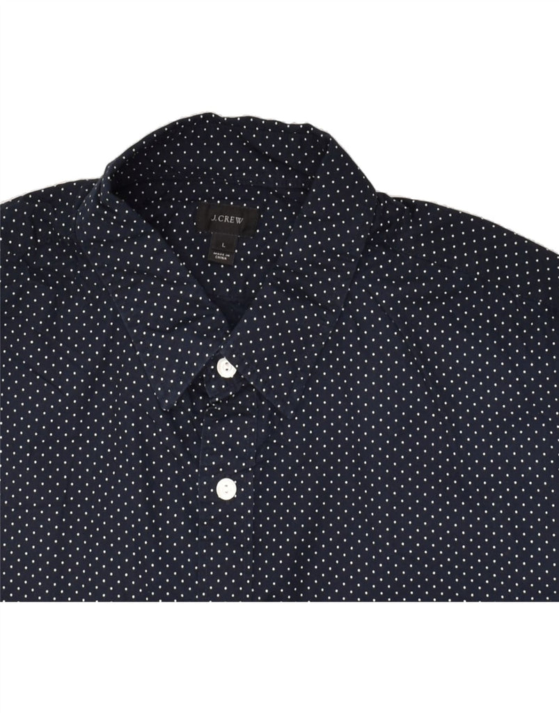 J. CREW Mens Short Sleeve Shirt Large Navy Blue Polka Dot Cotton | Vintage J. Crew | Thrift | Second-Hand J. Crew | Used Clothing | Messina Hembry 