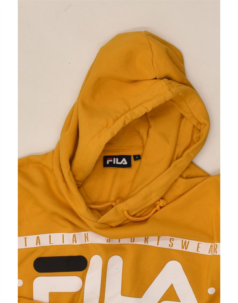 FILA Mens Graphic Hoodie Jumper Small Yellow Cotton | Vintage Fila | Thrift | Second-Hand Fila | Used Clothing | Messina Hembry 