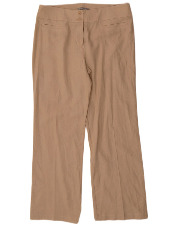 Marks & Spencer Womens Straight Casual Trousers UK 14 Large W34 L30 Beige