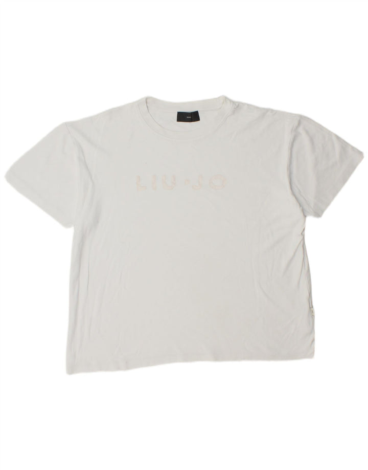LIU JO Mens Graphic T-Shirt Top XL White Cotton