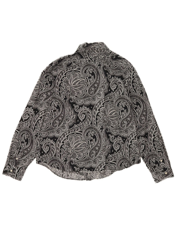 Ralph Lauren Womens Petite Shirt UK 16 Large Black Paisley Cotton