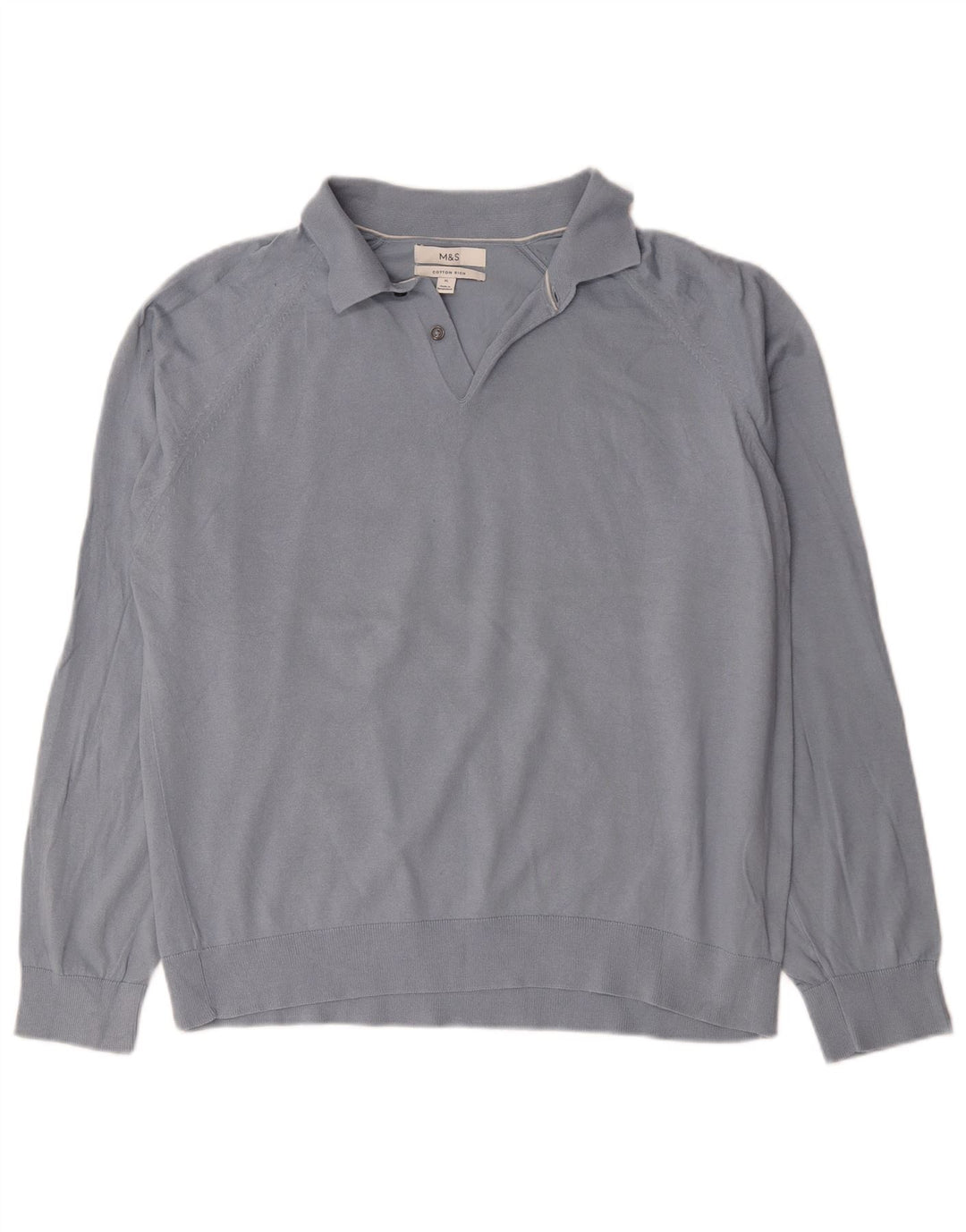 Marks & Spencer Mens Polo Neck Jumper Sweater XL Blue Cotton