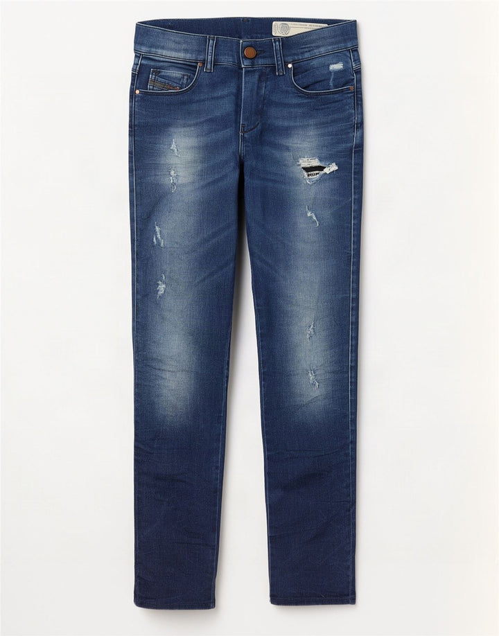 Diesel Womens Distressed Slim Jeans W24 L27 Blue Cotton