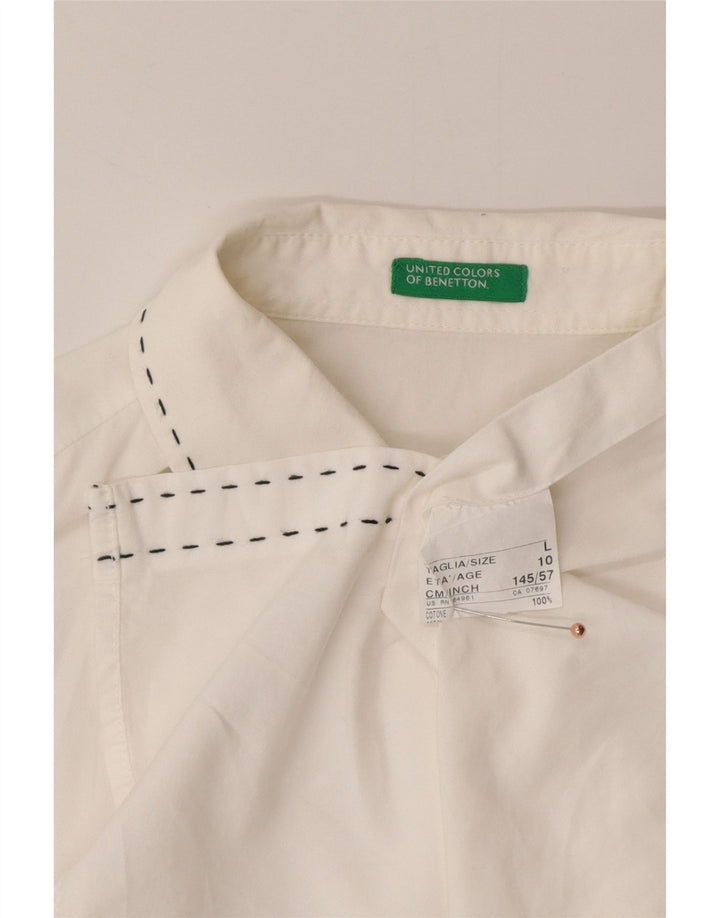 BENETTON Girls Shirt 9-10 Years Large  White Cotton