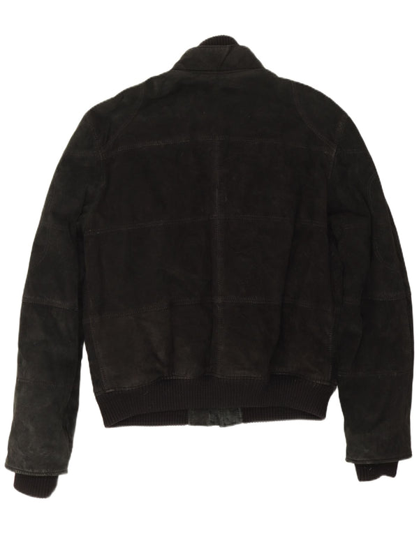 Vintage Mens Bomber Suede Jacket UK 40 Large Black Leather