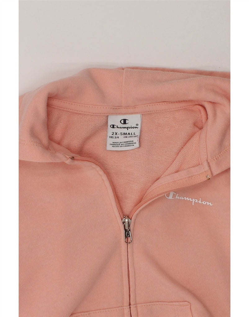 CHAMPION Girls Graphic Zip Hoodie Sweater 3-4 Years 2XS Pink | Vintage Champion | Thrift | Second-Hand Champion | Used Clothing | Messina Hembry 