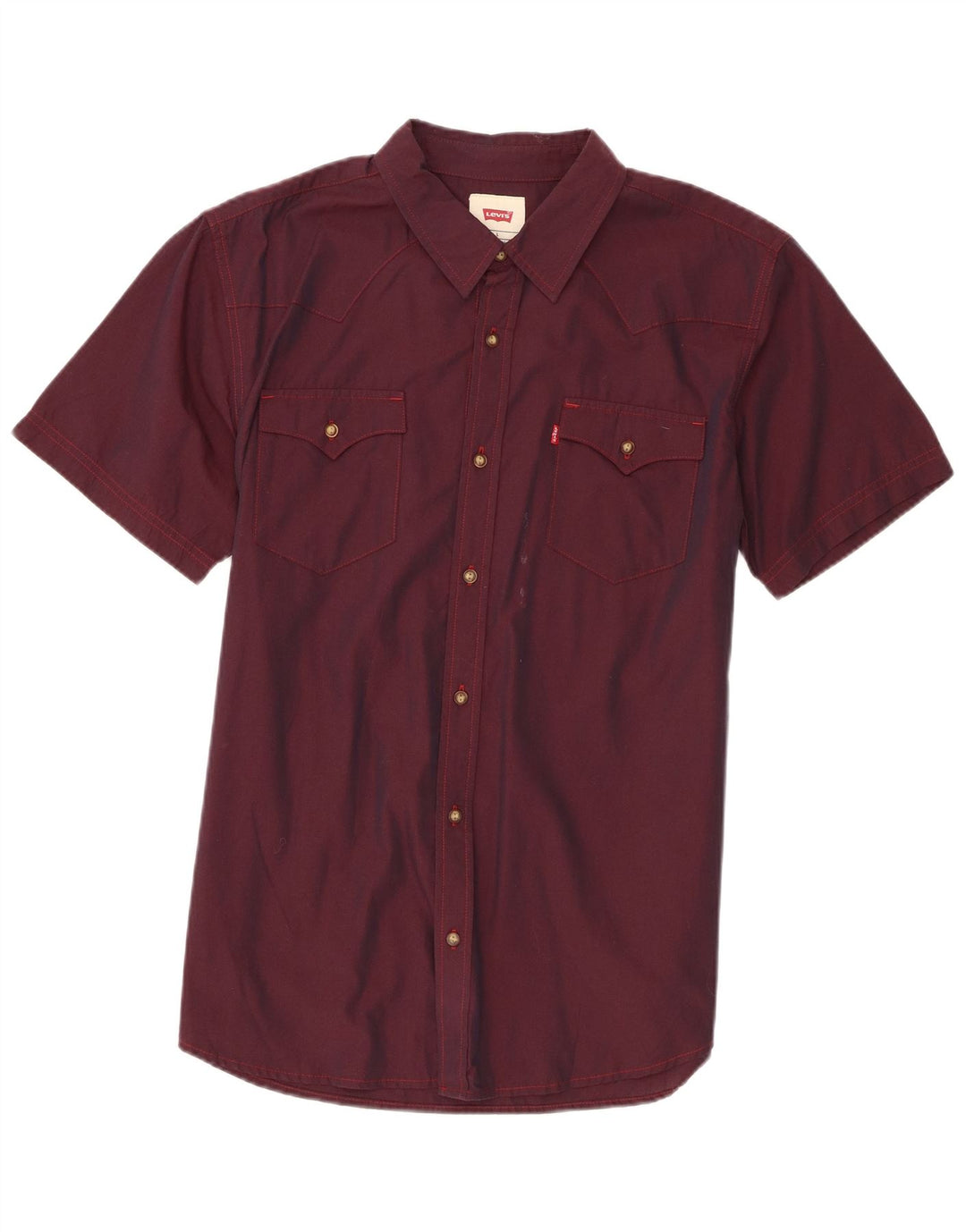 Levi's Mens Short Sleeve Shirt Large Maroon Cotton