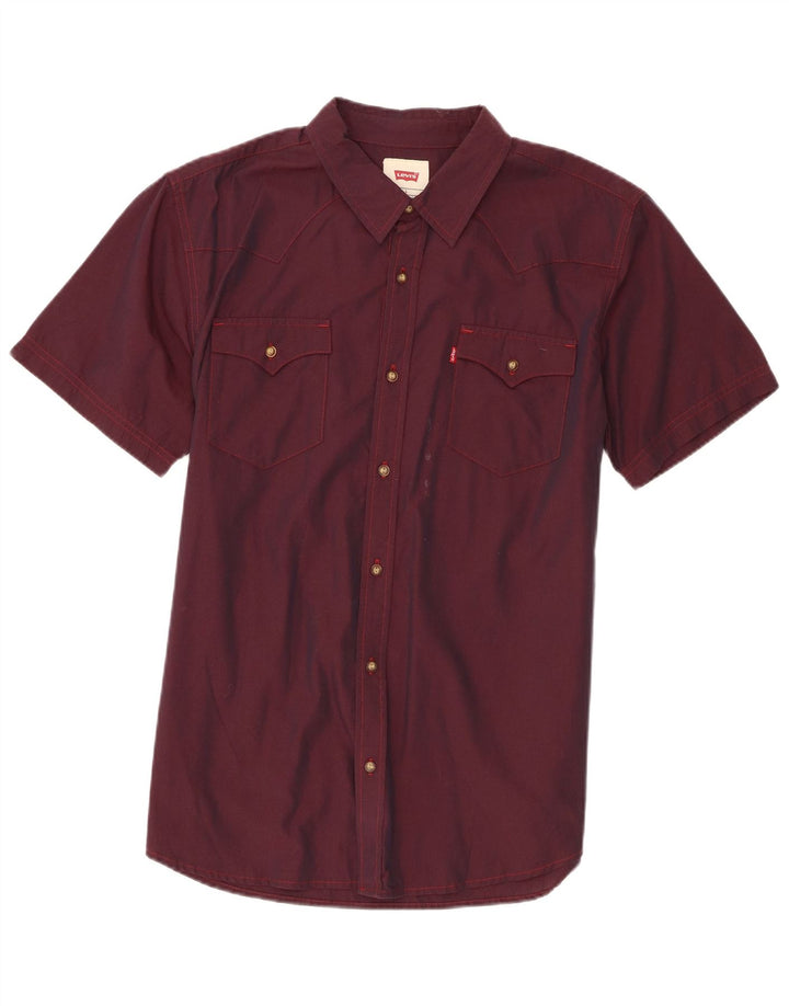 Levi's Mens Short Sleeve Shirt Large Maroon Cotton
