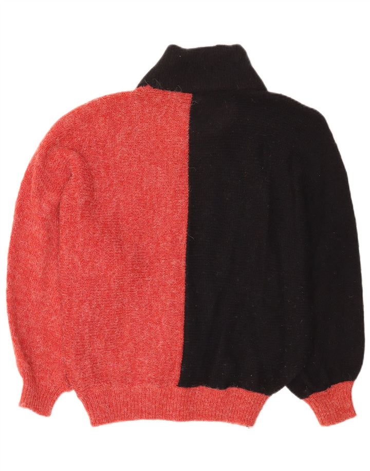 Vintage Womens Turtle Neck Jumper Sweater IT 42 Medium Red Colourblock