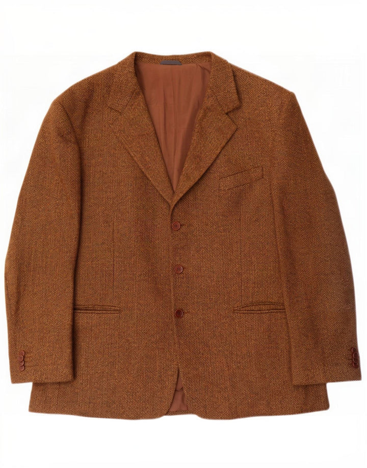 Lebole Mens 3 Button Blazer Jacket UK 42 XL Beige Herringbone